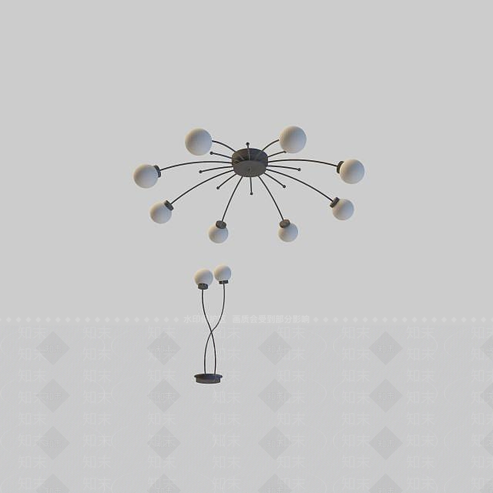 现代灯具组合3D模型下载【ID:1199351729】
