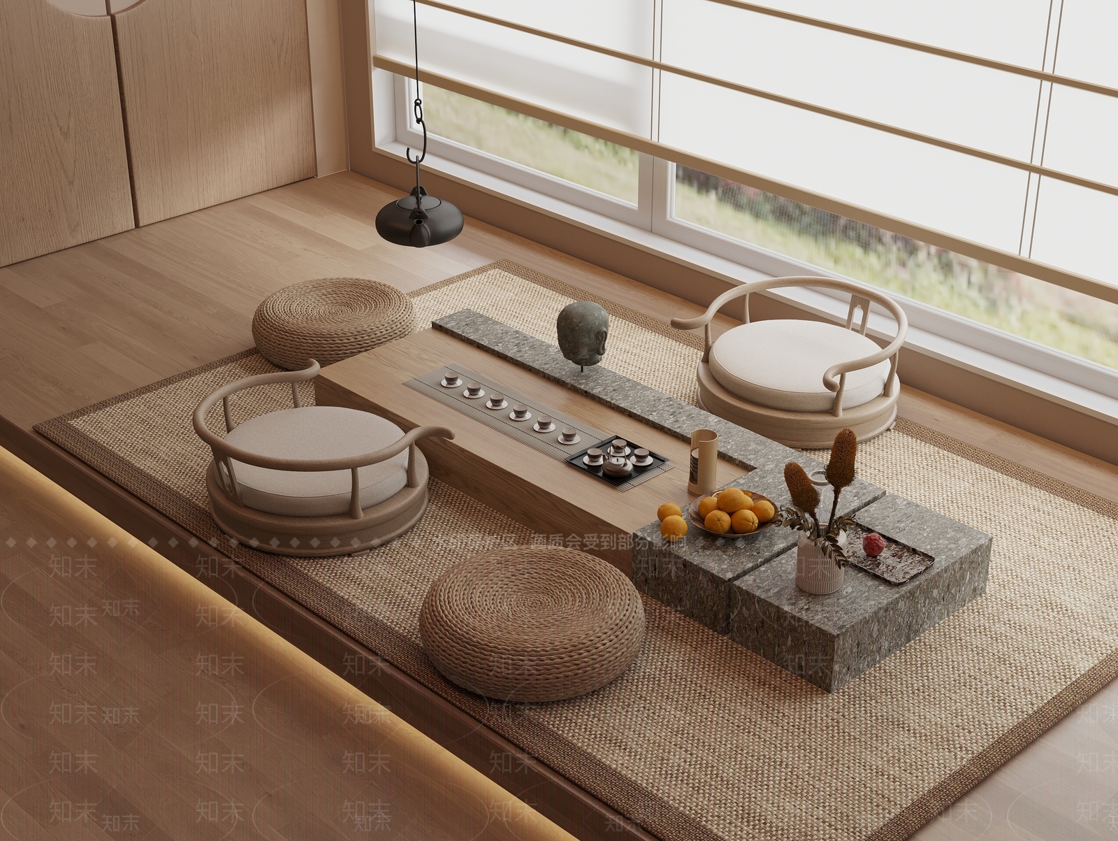 日式茶桌椅SU模型下载【ID:1192058124】