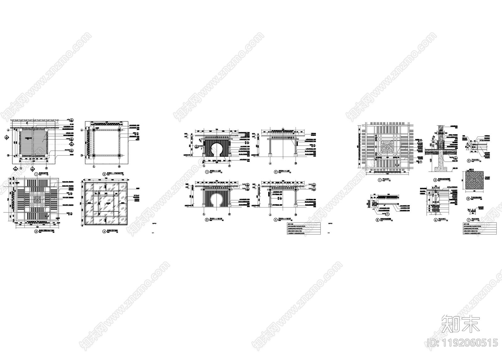 现代亭子cad施工图下载【ID:1192060515】