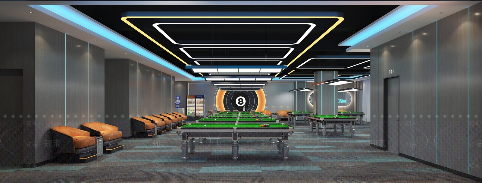 现代台球室3D模型下载【ID:1215108147】