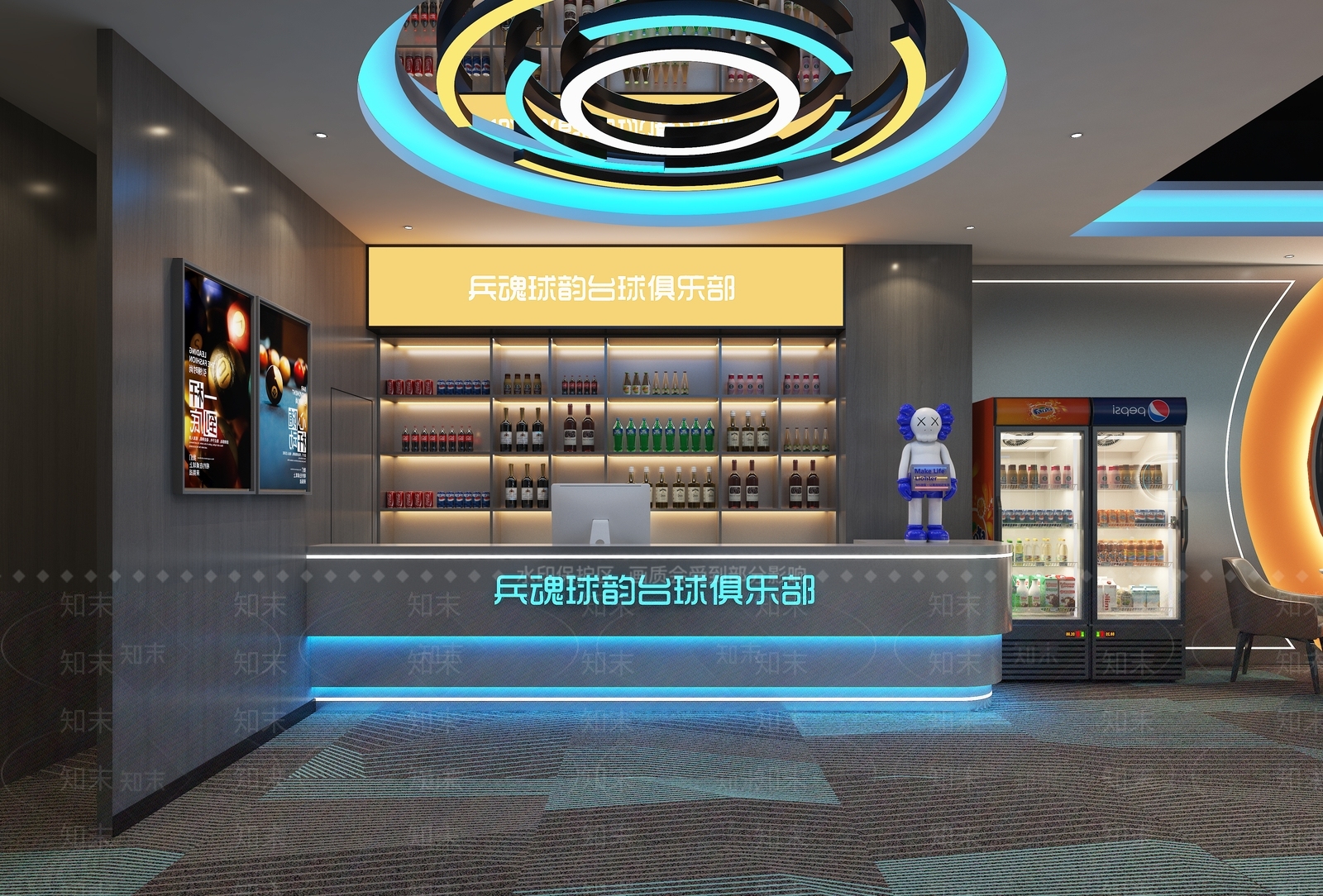 现代轻奢台球室3D模型下载【ID:1192063101】