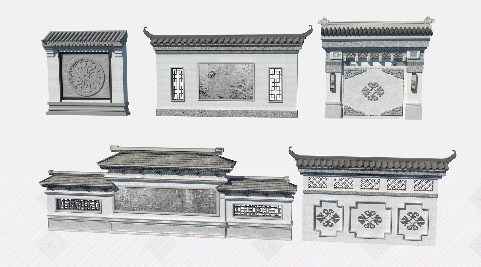 新中式景墙3D模型下载【ID:1192064228】