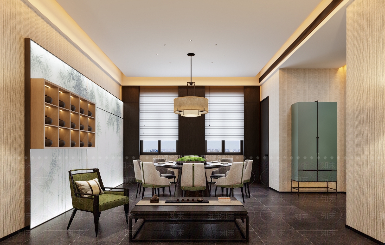 现代新中式包厢3D模型下载【ID:1192065706】