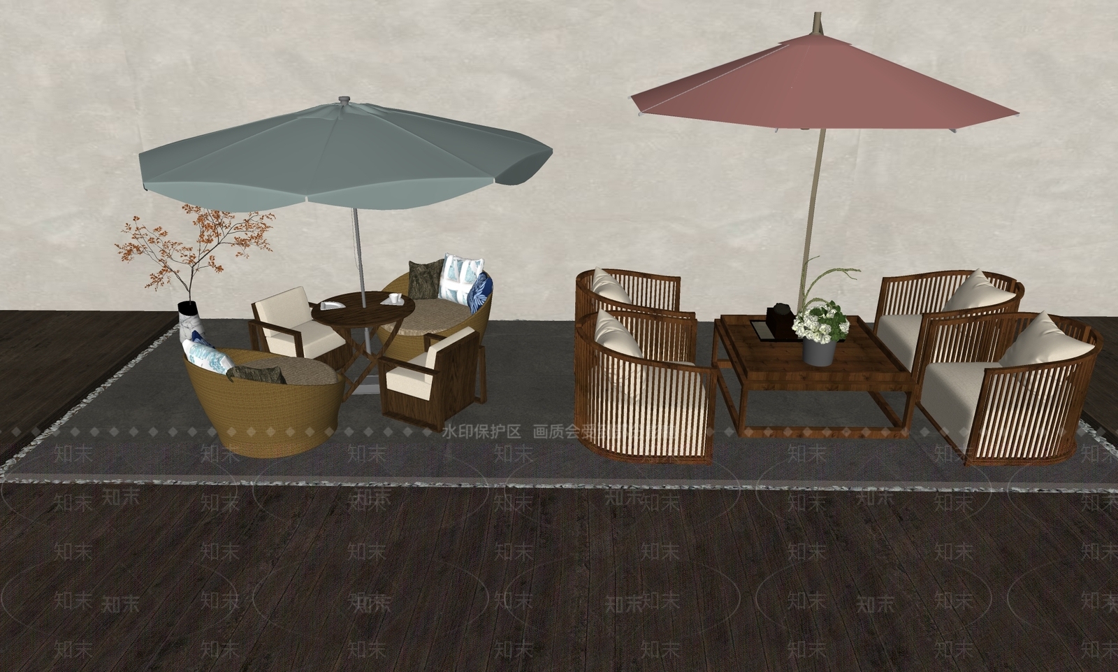 新中式中式户外桌椅SU模型下载【ID:1192068793】