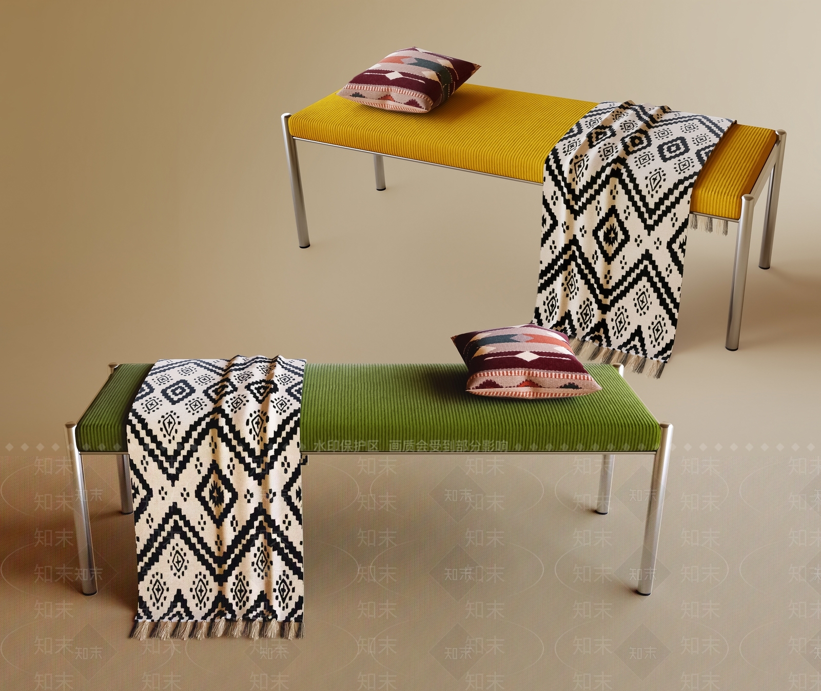 现代床尾凳SU模型下载【ID:1192071109】