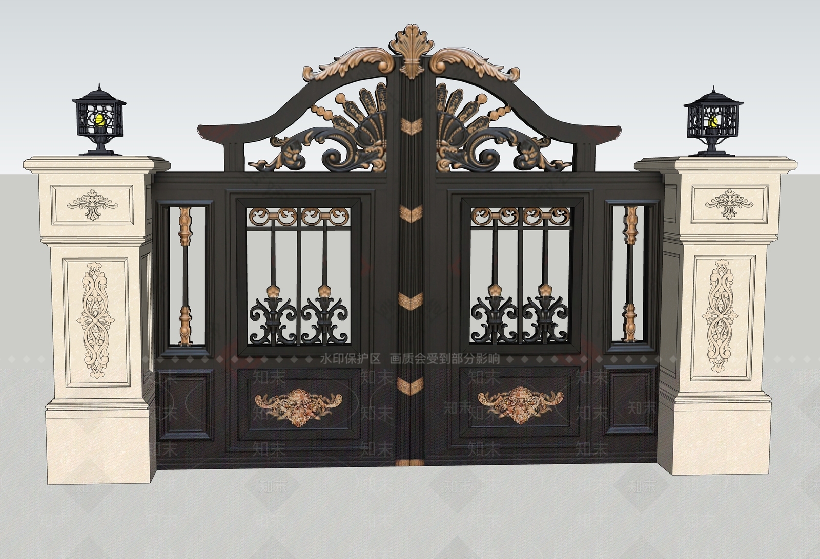 法式欧式景观柱SU模型下载【ID:1192072884】