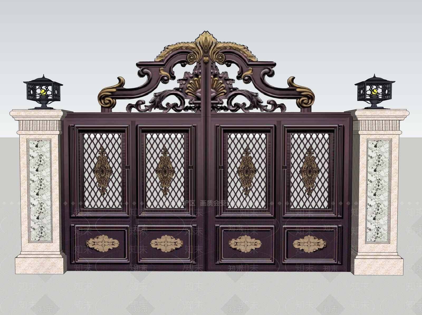 法式欧式景观柱SU模型下载【ID:1192073495】