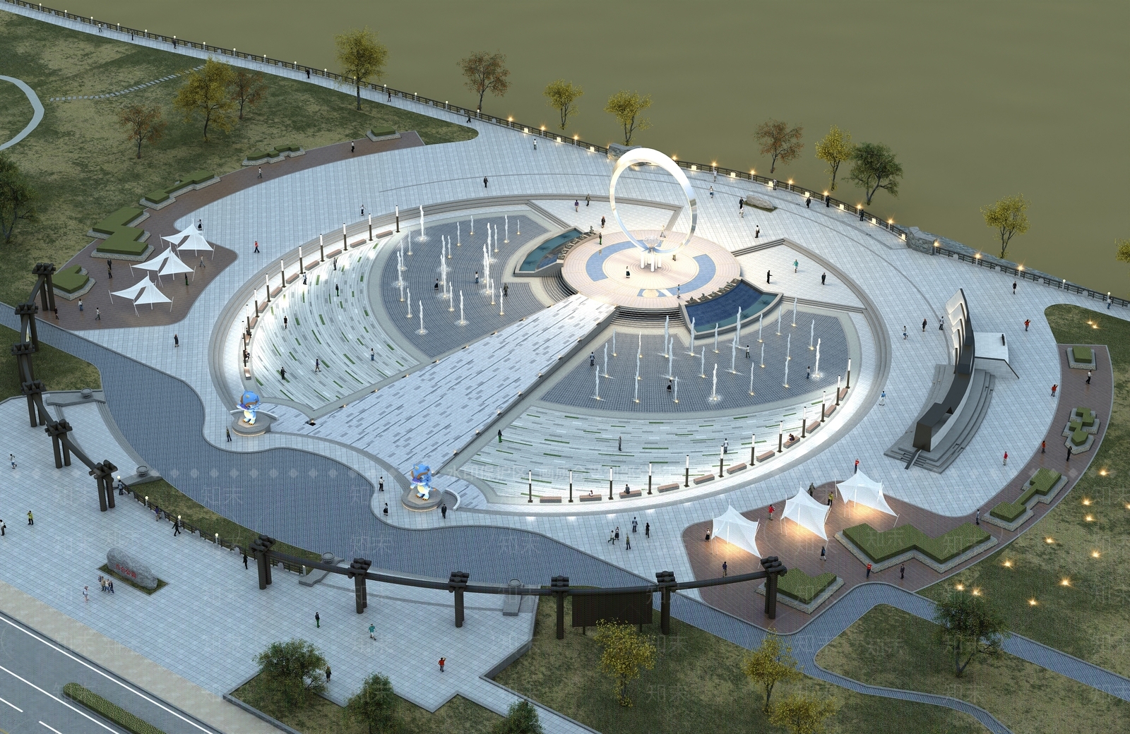 广场景观SU模型下载【ID:1192075603】