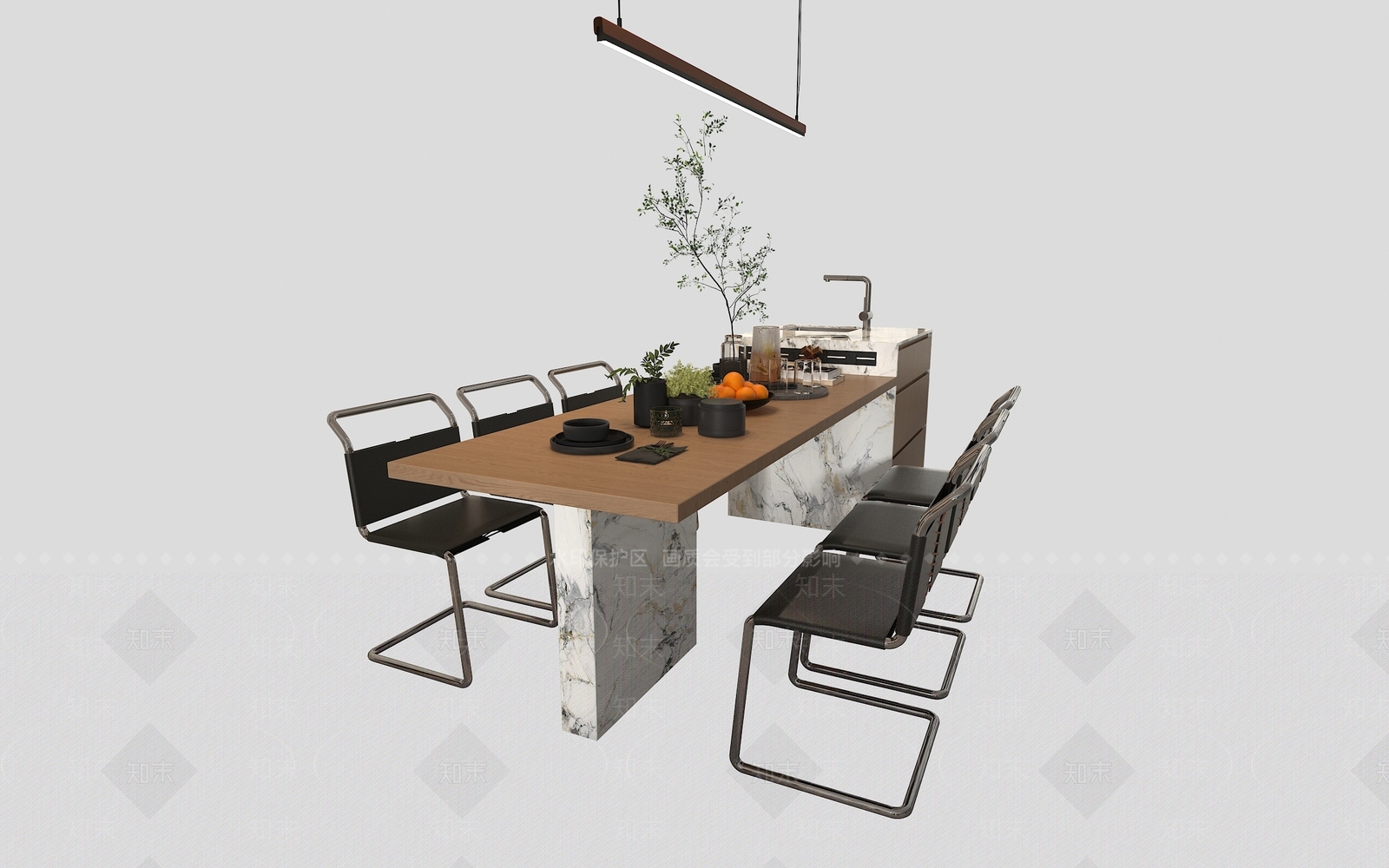 现代餐桌椅3D模型下载【ID:1192077757】