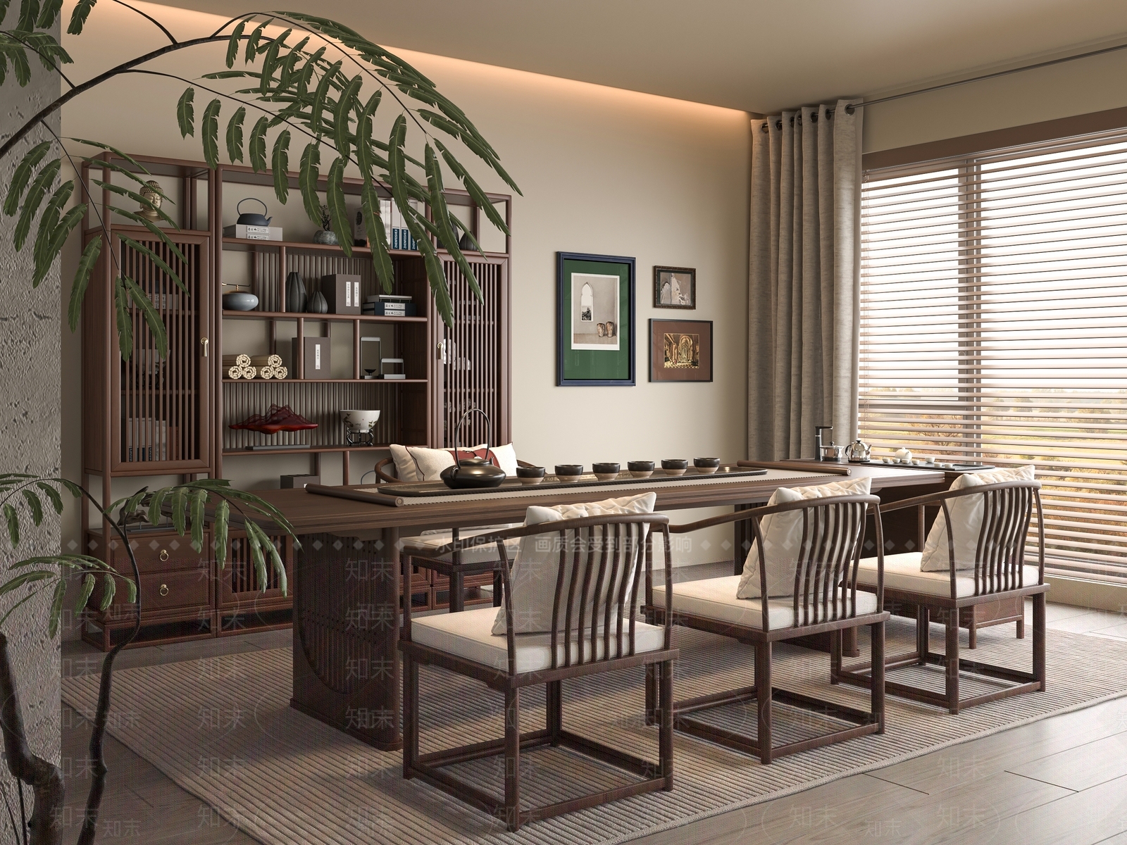 新中式茶室3D模型下载【ID:1192078346】