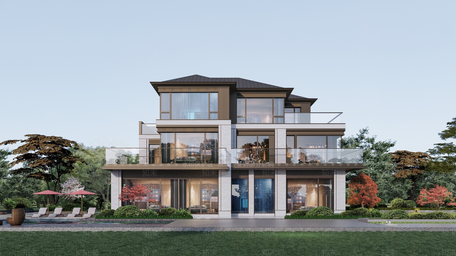 新中式现代别墅SU模型下载【ID:1192081102】