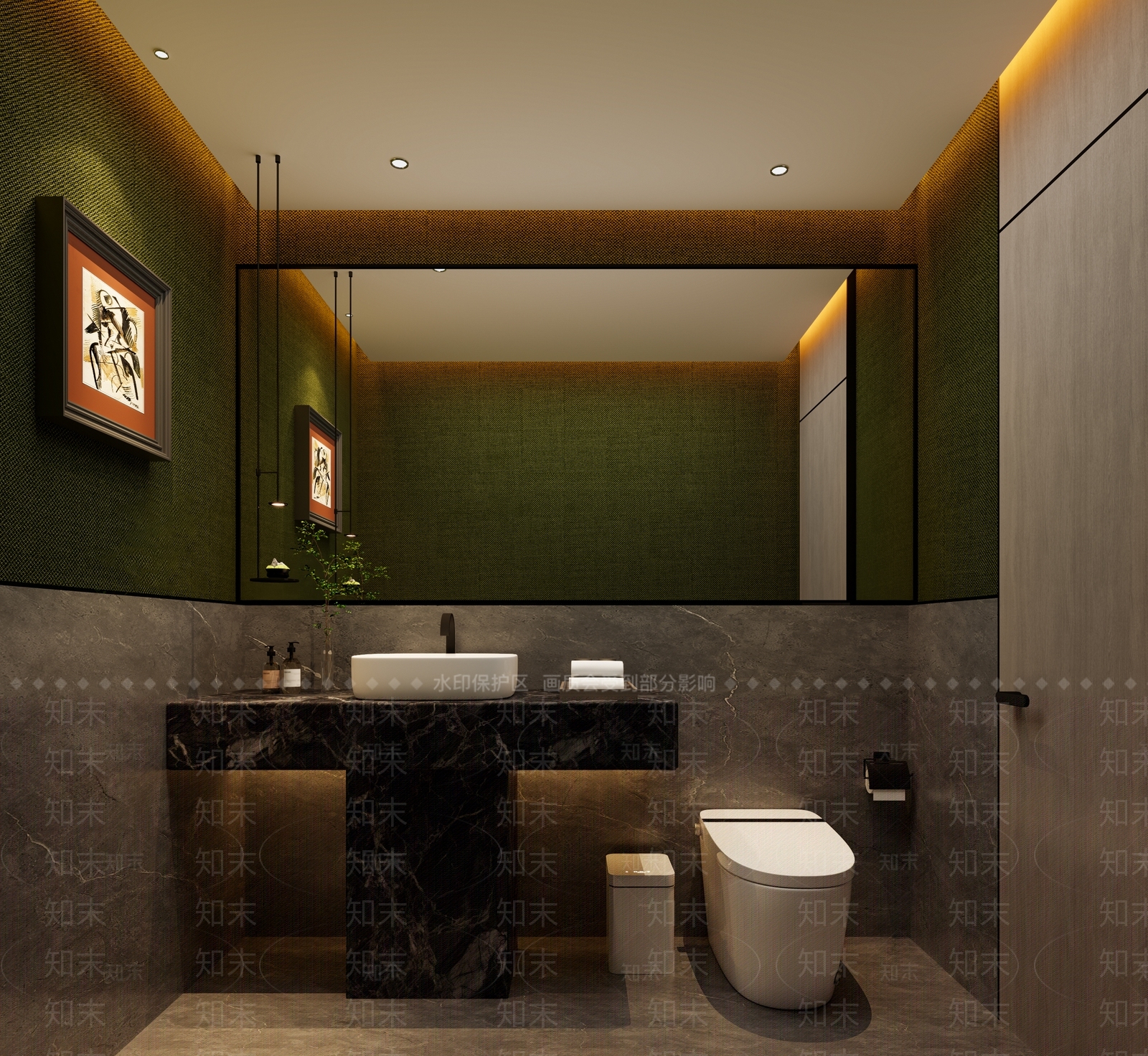 现代新中式酒店卫生间3D模型下载【ID:1192084060】