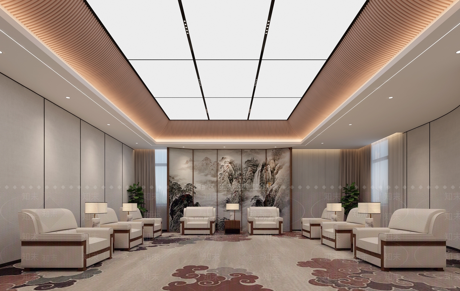 新中式接待室3D模型下载【ID:1192084302】