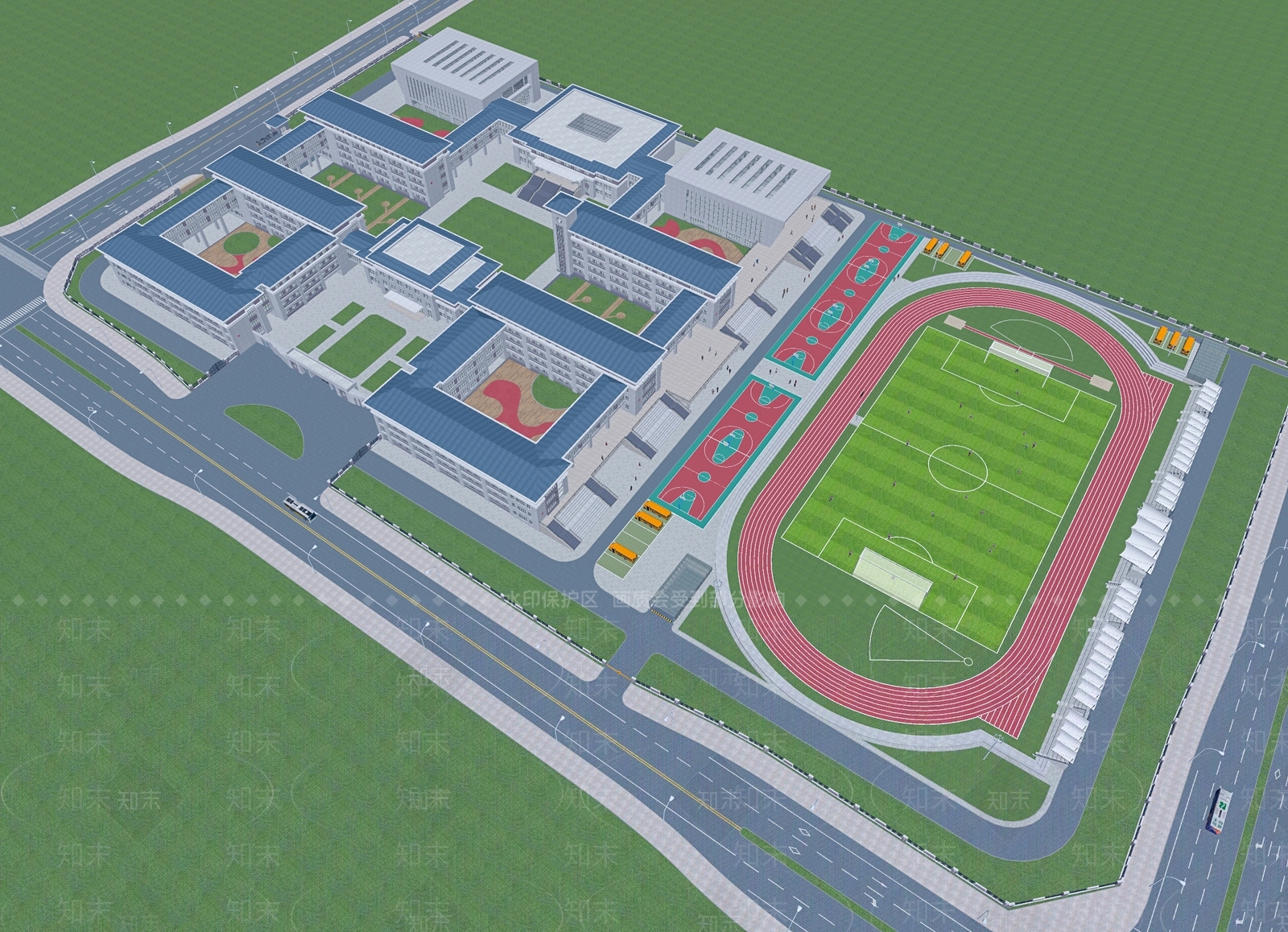 现代学校建筑SU模型下载【ID:1192087304】