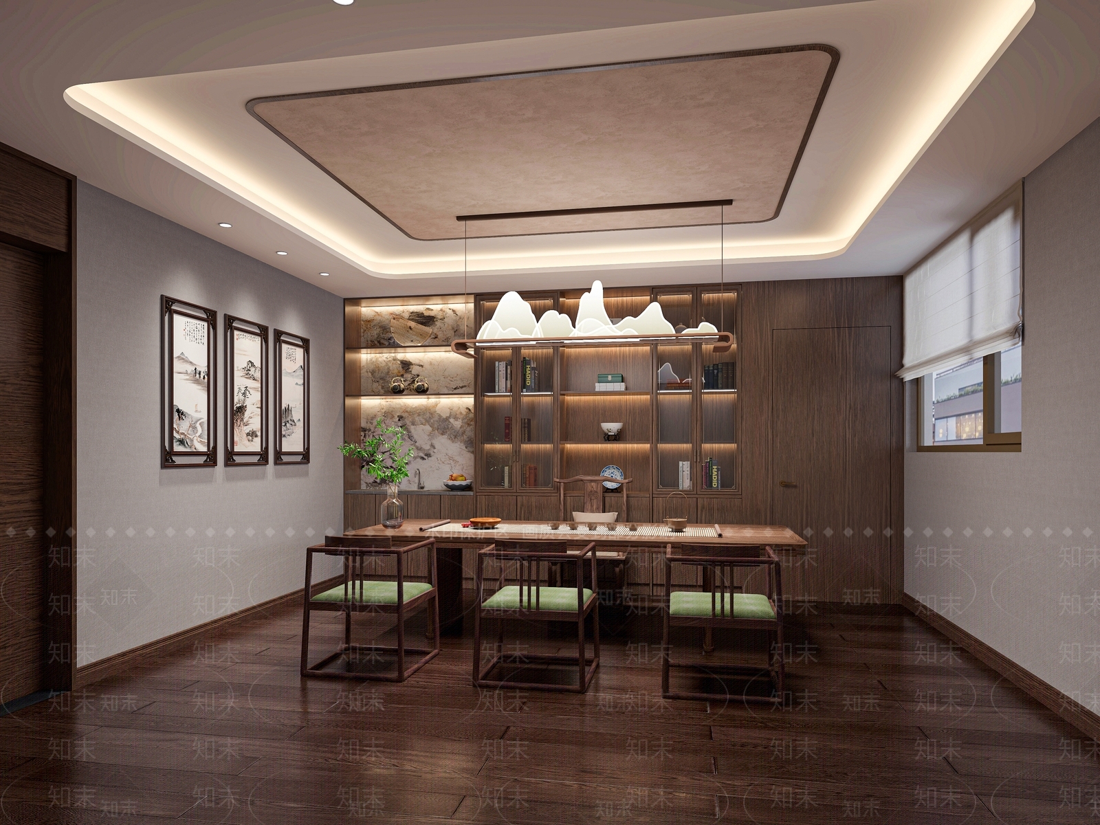 新中式茶室3D模型下载【ID:1192087936】