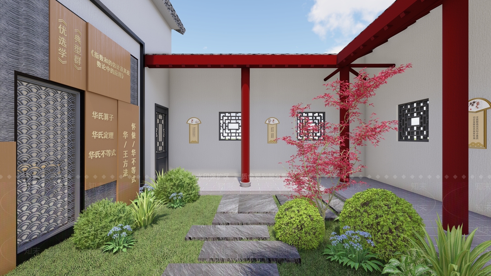 中式复古别墅庭院SU模型下载【ID:1192089778】