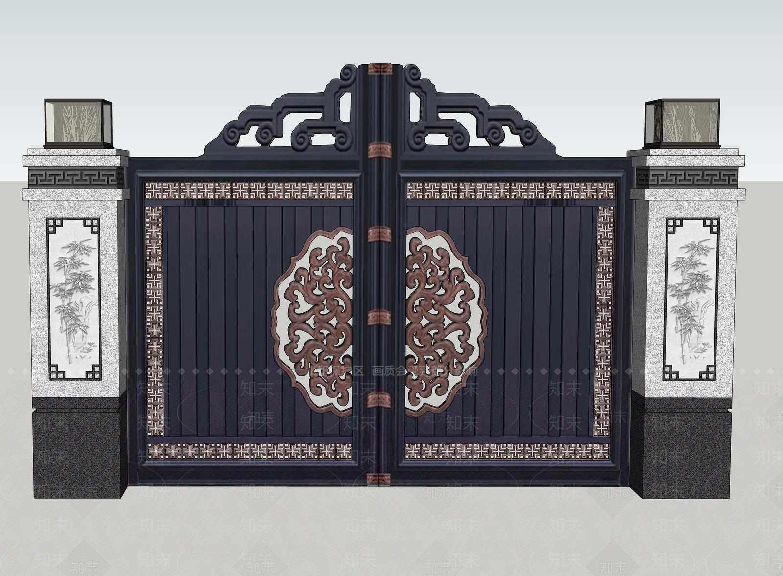 新中式景观柱SU模型下载【ID:1192092473】