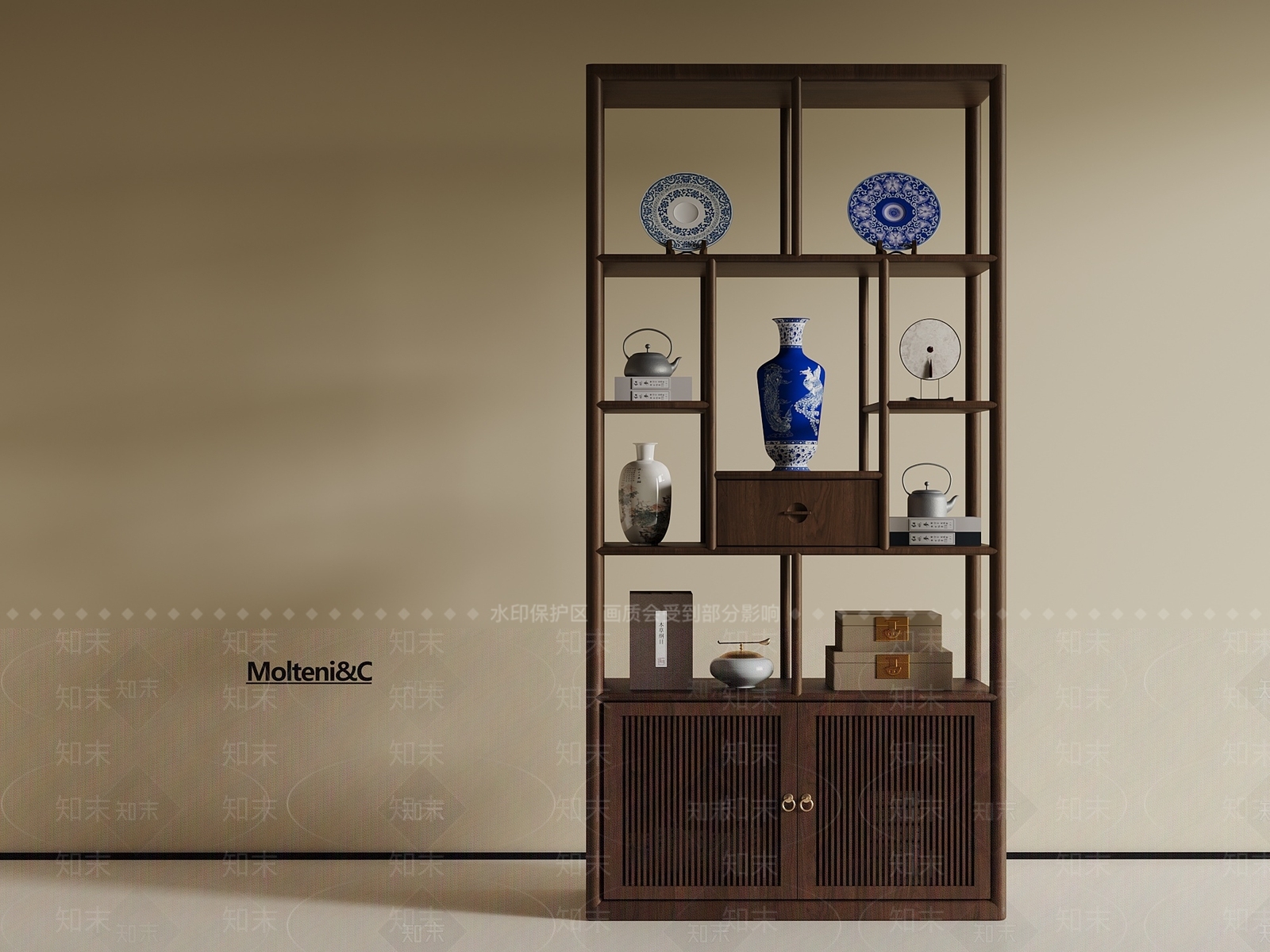 新中式博古架SU模型下载【ID:1192093127】