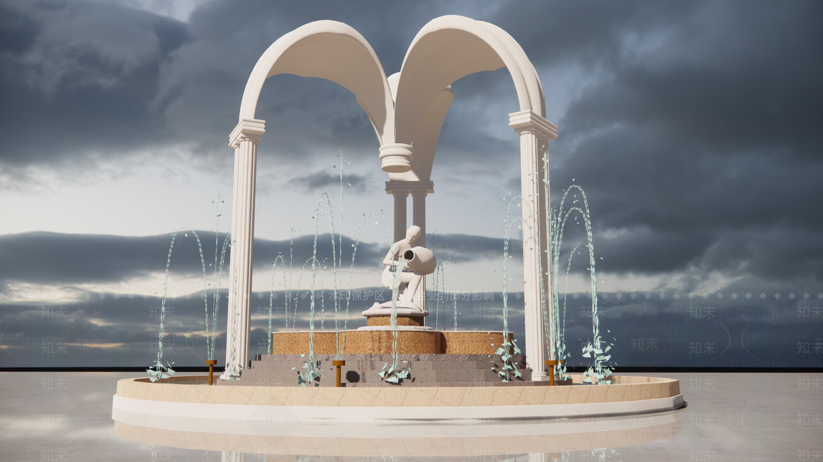 欧式喷泉SU模型下载【ID:1192095797】