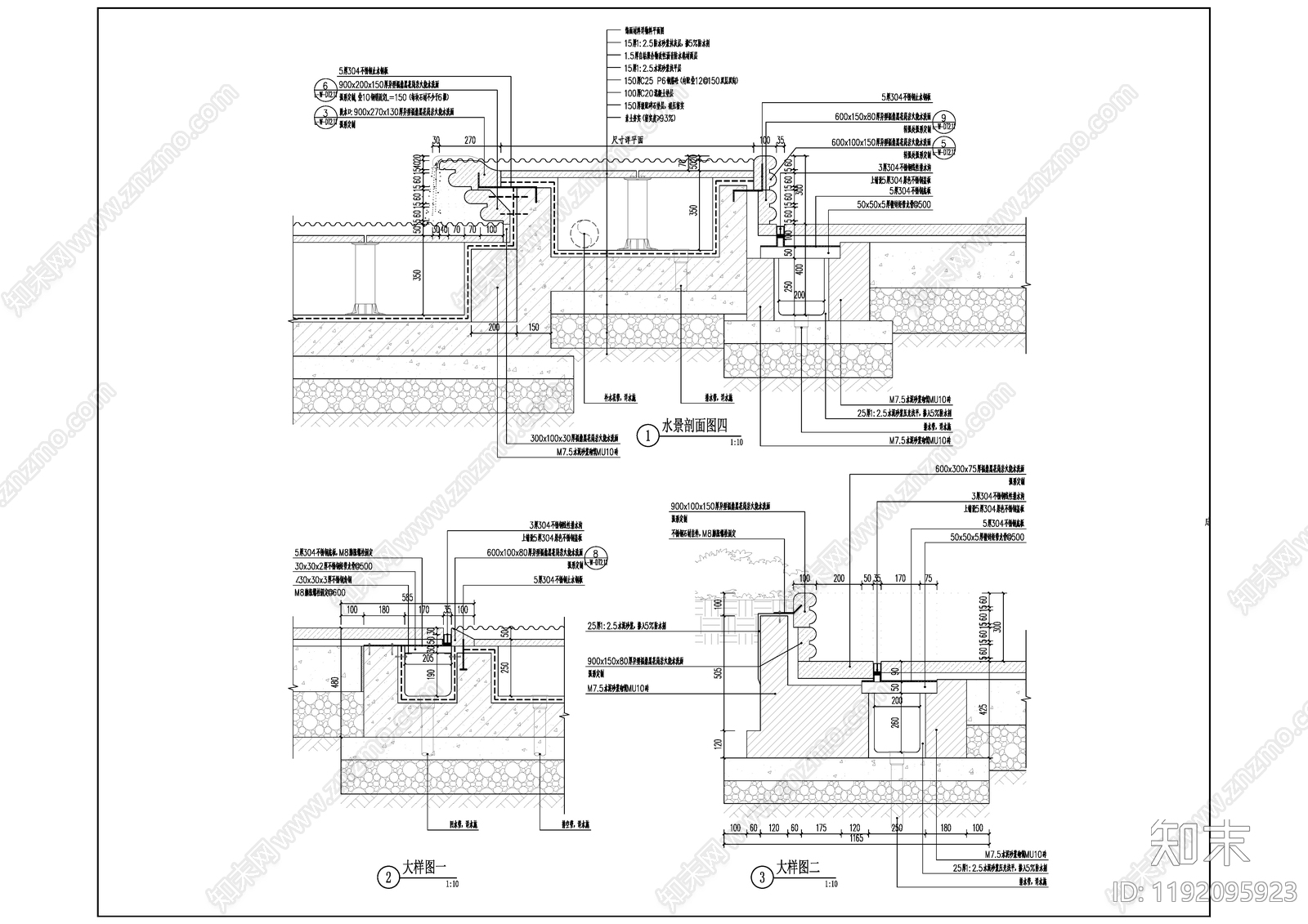 售楼处景观cad施工图下载【ID:1192095923】