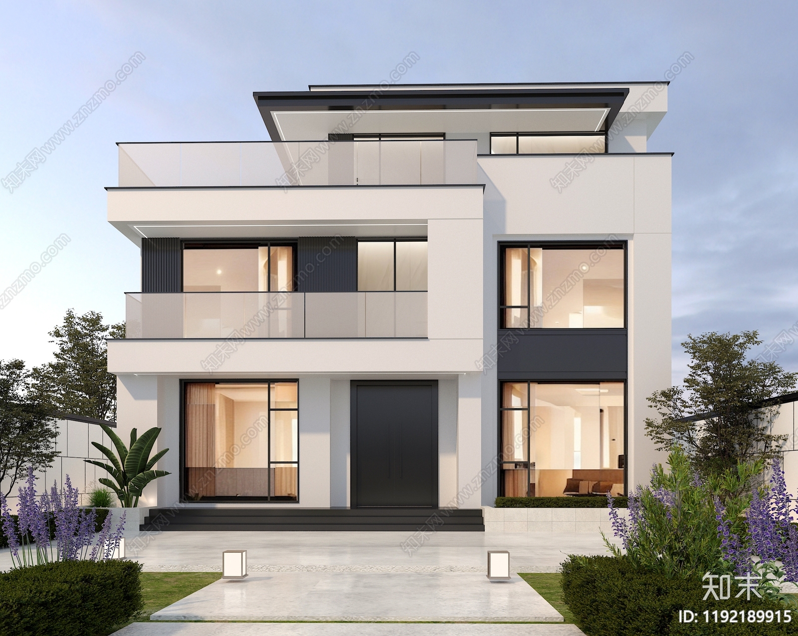 现代别墅建筑施工图下载【ID:1192189915】