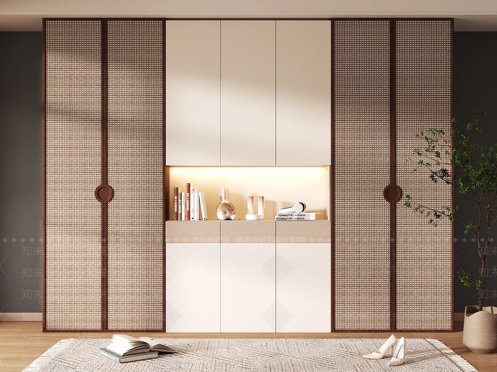 侘寂鞋柜3D模型下载【ID:1192096225】