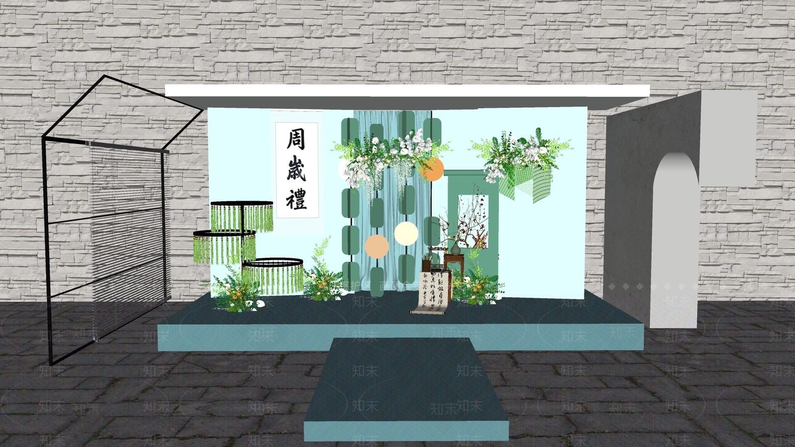 新中式中式美陈SU模型下载【ID:1192099610】