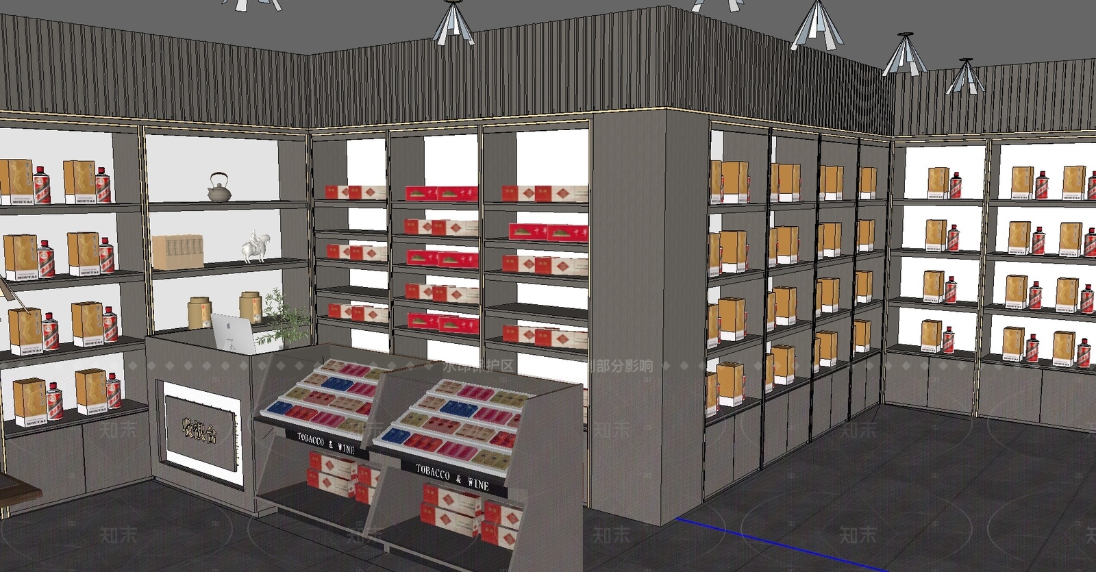 现代烟酒店SU模型下载【ID:1215954064】