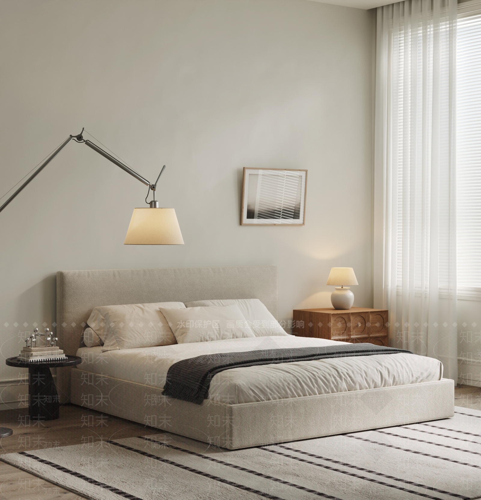 现代简约双人床3D模型下载【ID:1192099723】