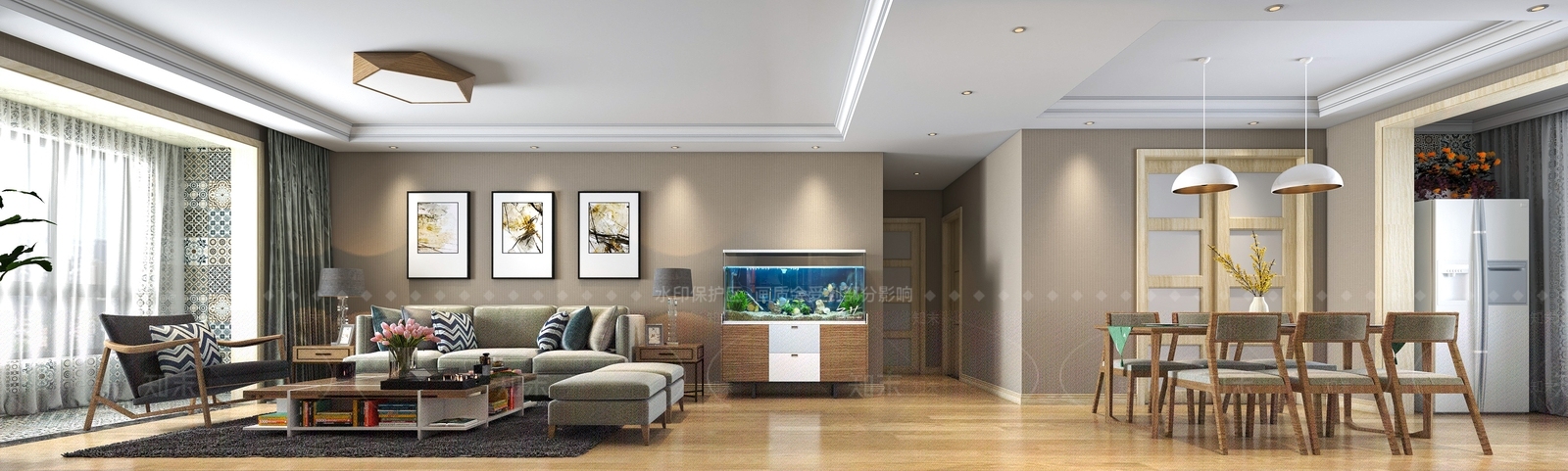 现代北欧客餐厅3D模型下载【ID:1192103087】