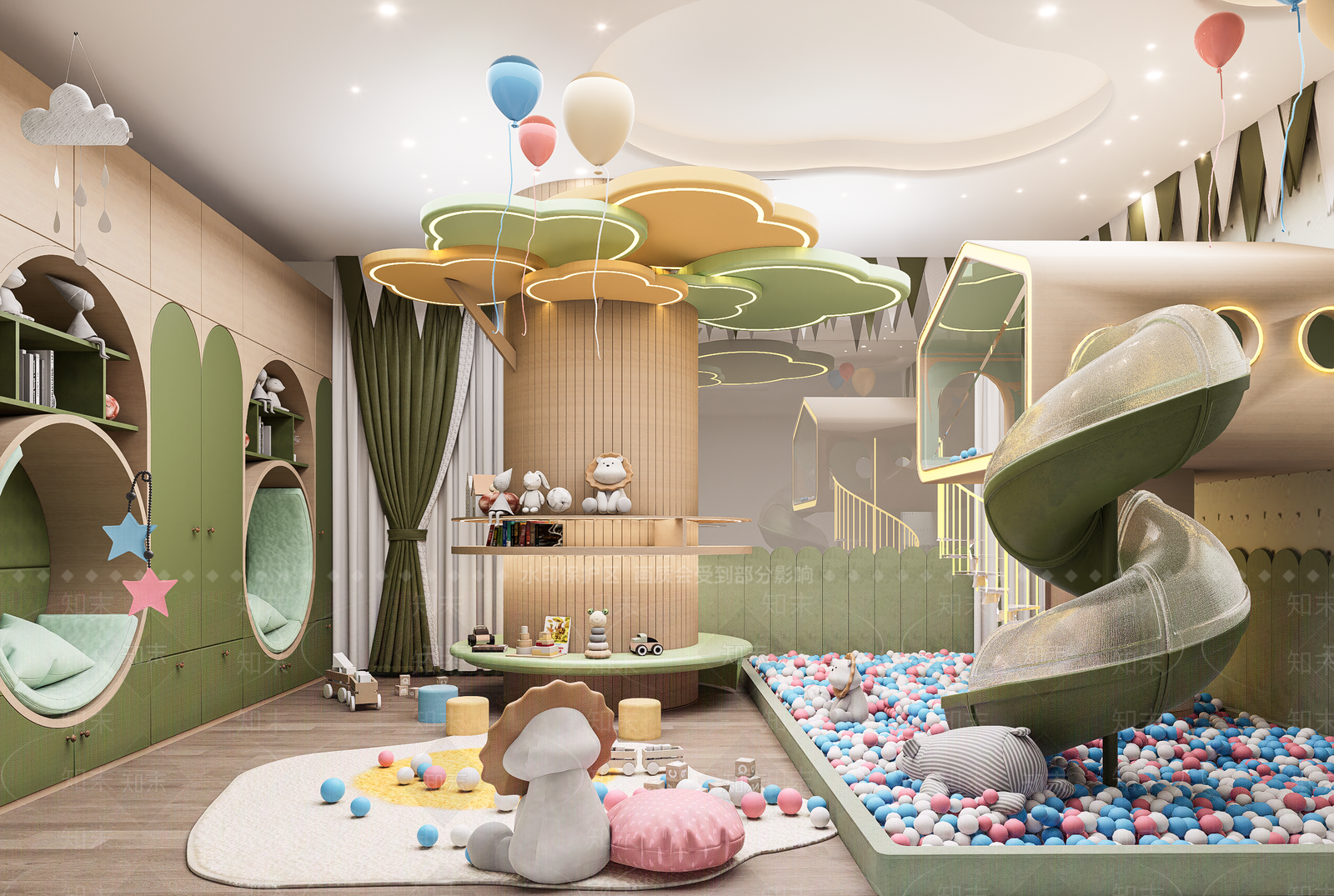 现代极简儿童活动空间SU模型下载【ID:1192109213】