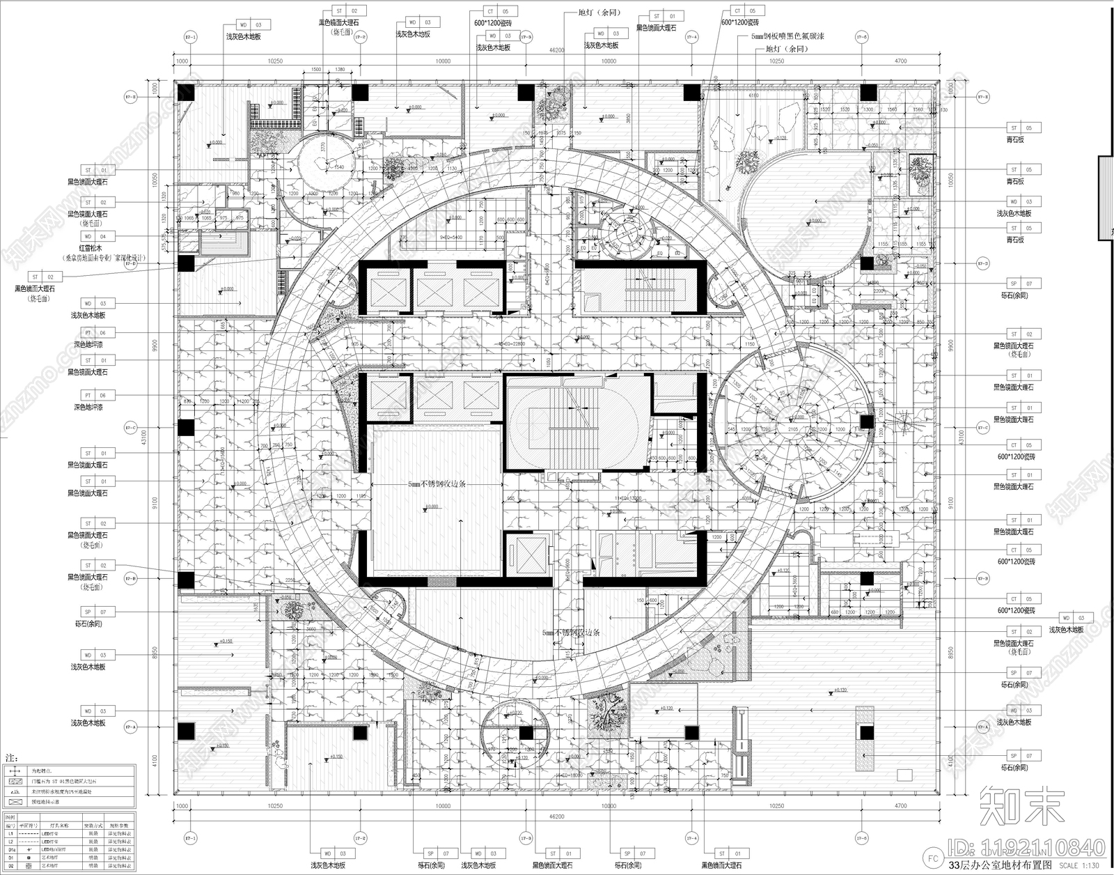 现代开放办公室cad施工图下载【ID:1192110840】