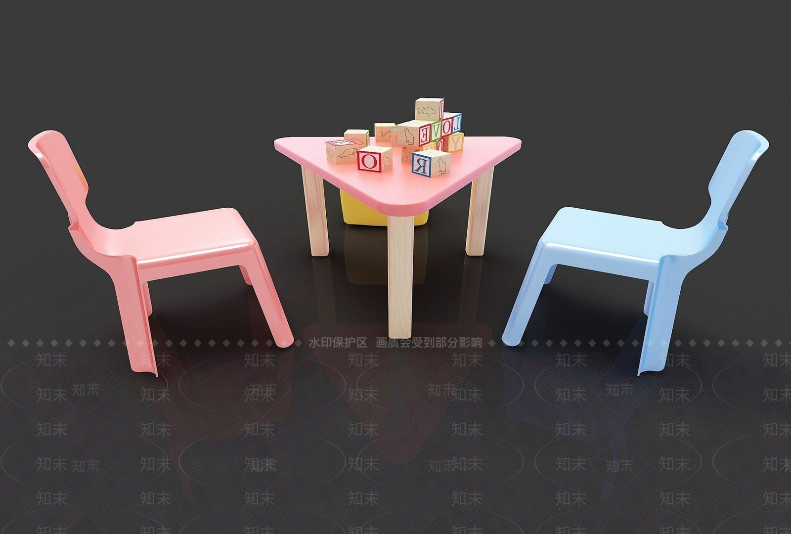 现代儿童休闲桌椅3D模型下载【ID:1192111731】