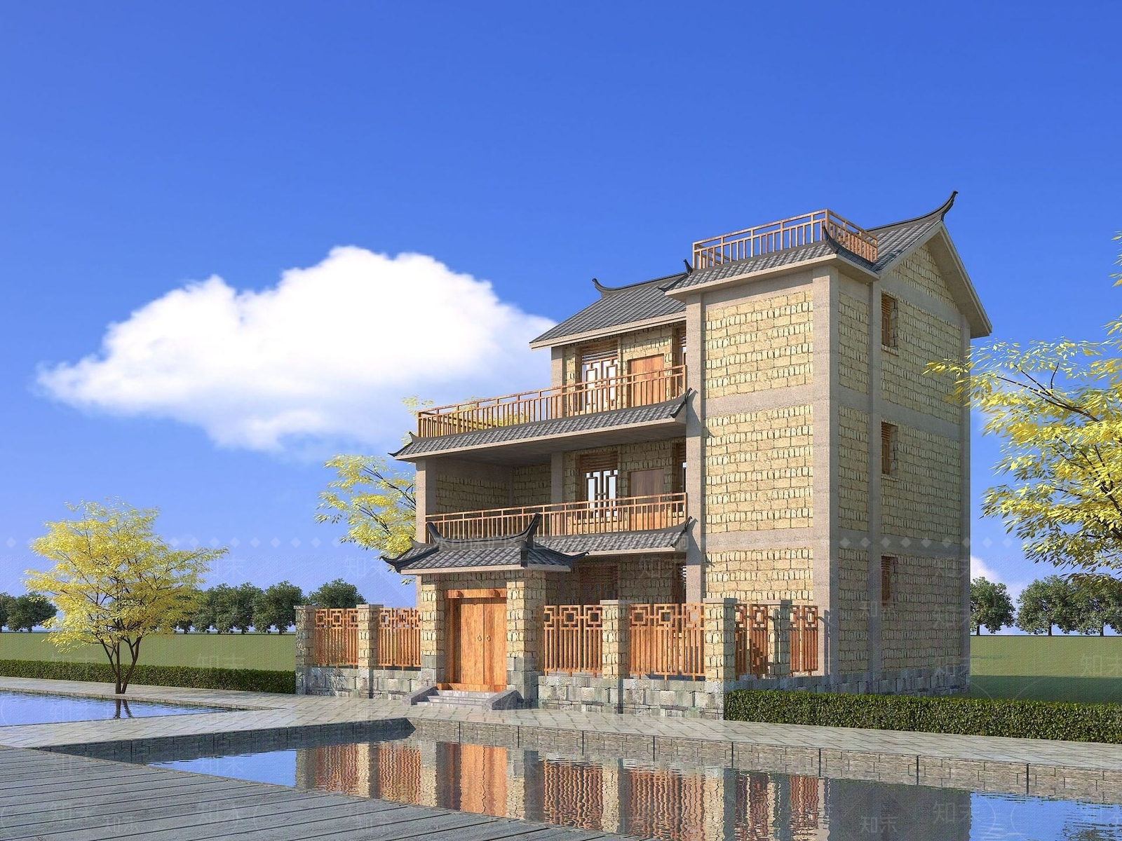 现代白族民居3D模型下载【ID:1192112995】