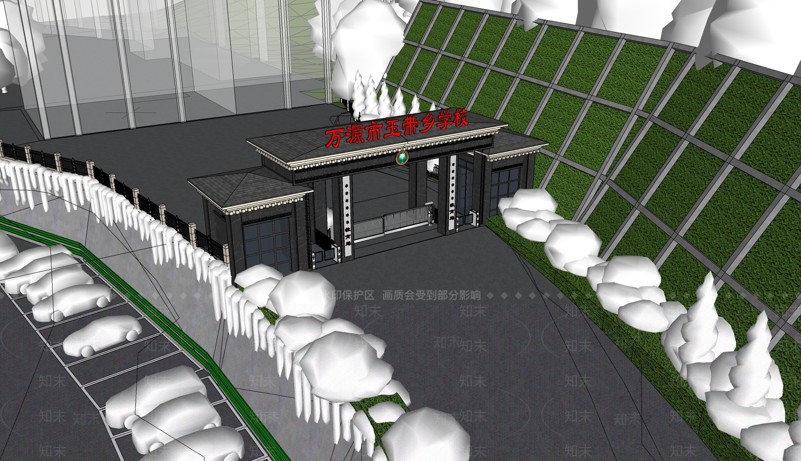 现代新中式小公建SU模型下载【ID:1192114087】
