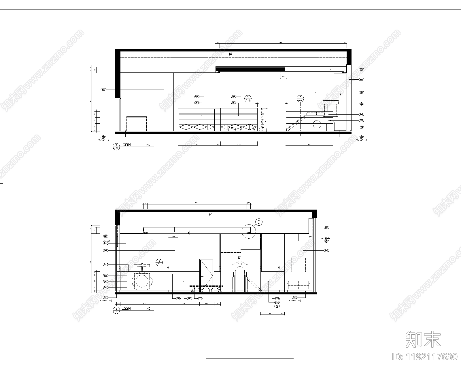 现代会所cad施工图下载【ID:1192117630】