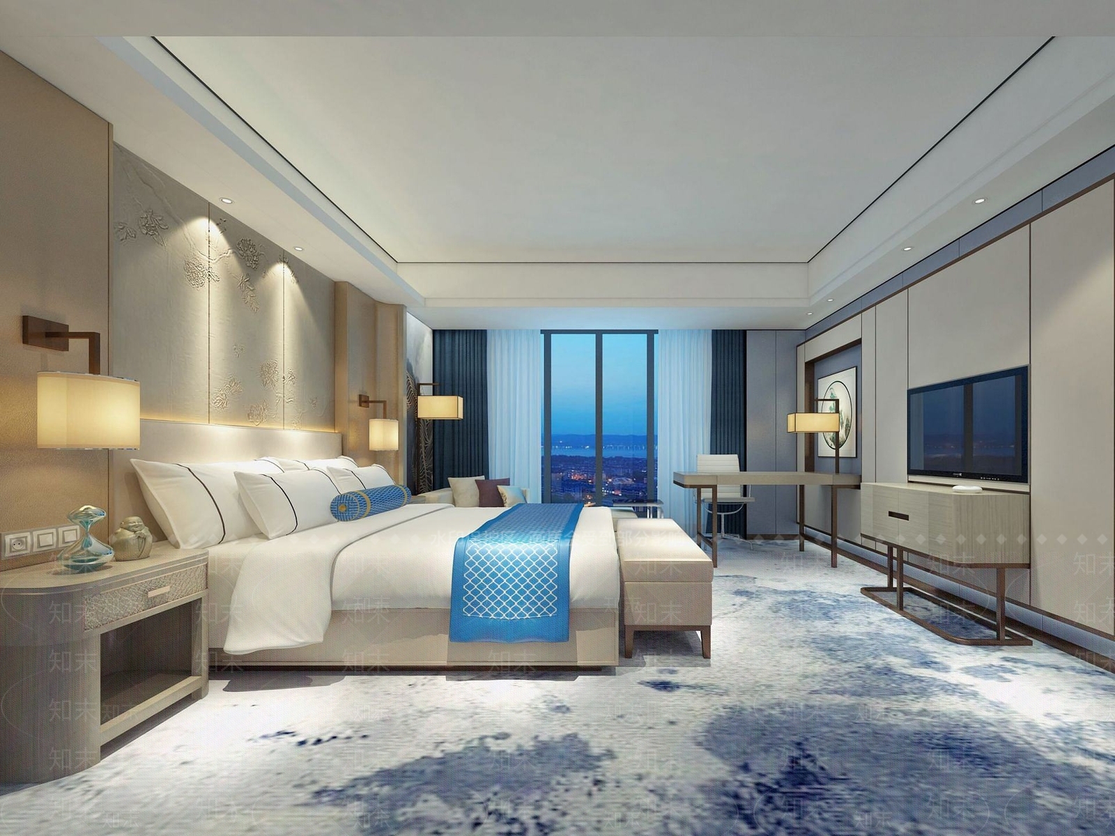 中式风格酒店套间3D模型下载【ID:1192117348】