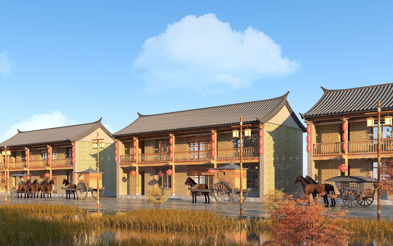 中式商业街3D模型下载【ID:1192117764】