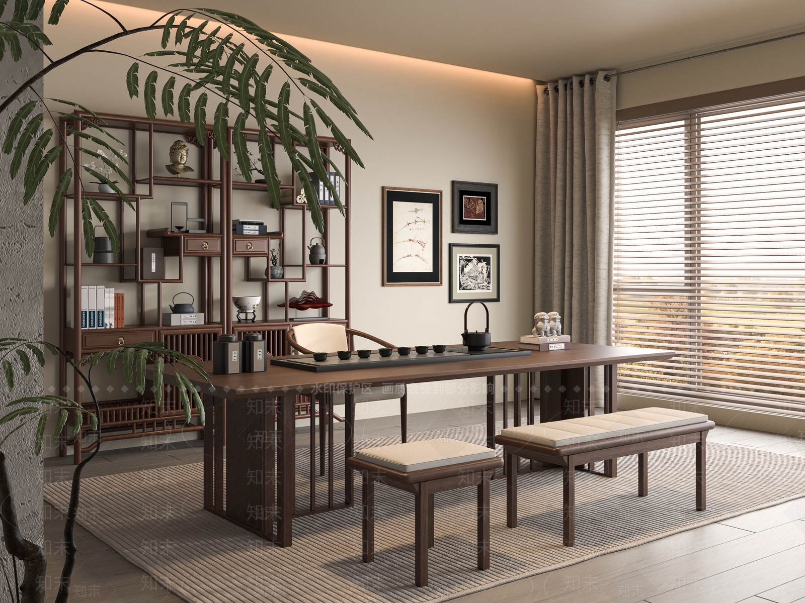 新中式茶室3D模型下载【ID:1192118538】