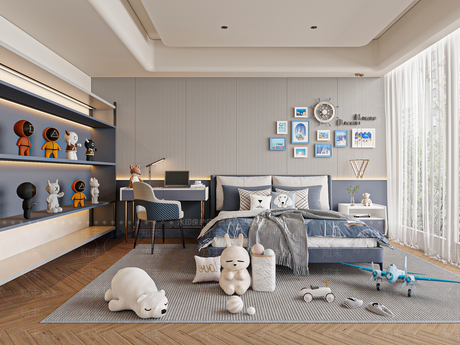 现代男孩房3D模型下载【ID:1192123907】