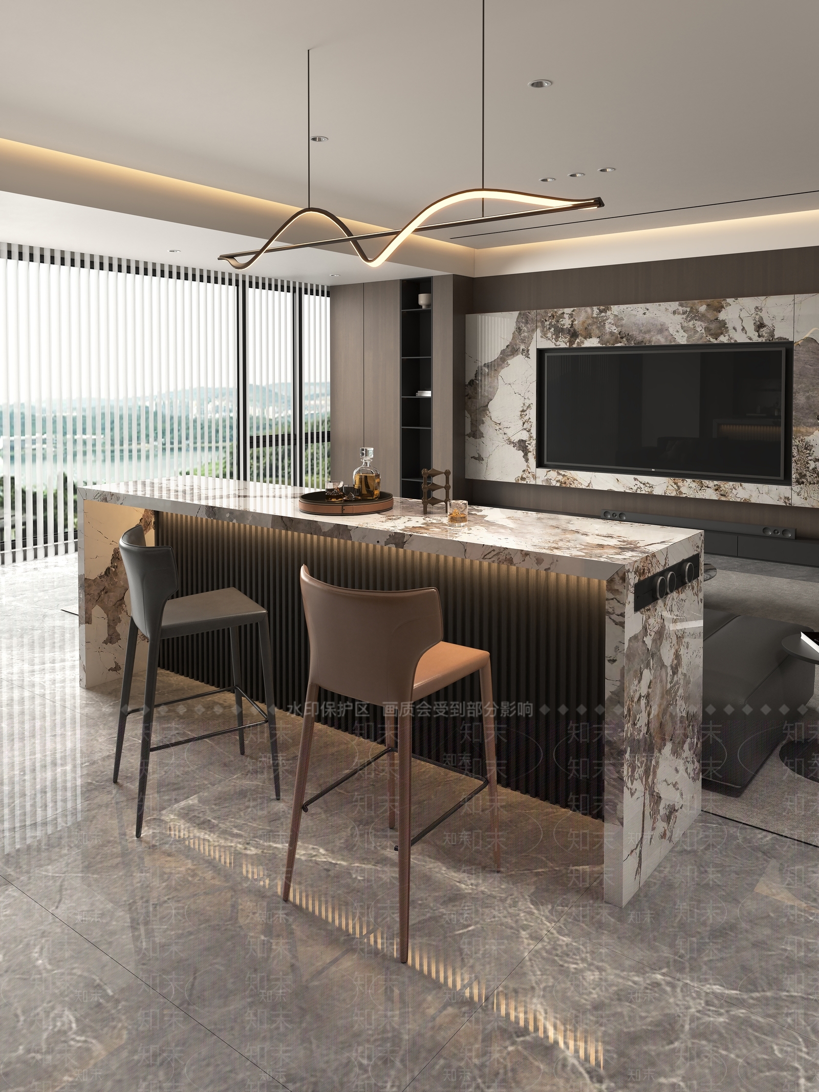 现代意式家居客厅3D模型下载【ID:1192125151】