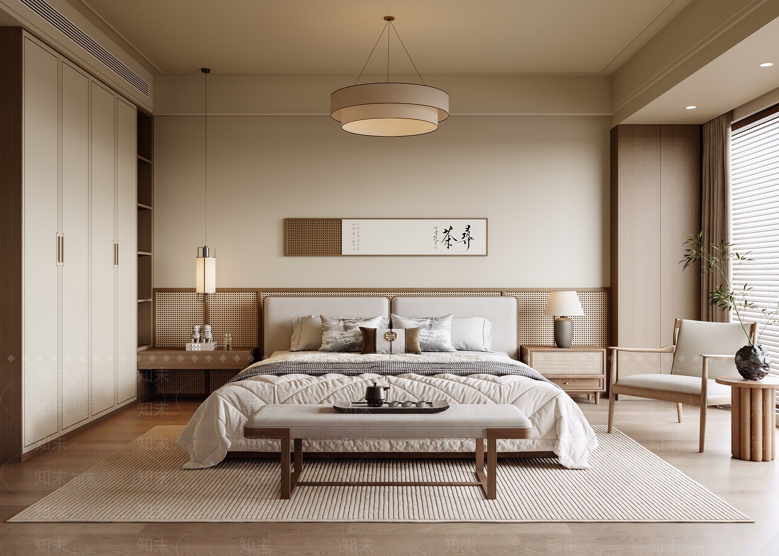 新中式中式宋式卧室3D模型下载【ID:1192125256】