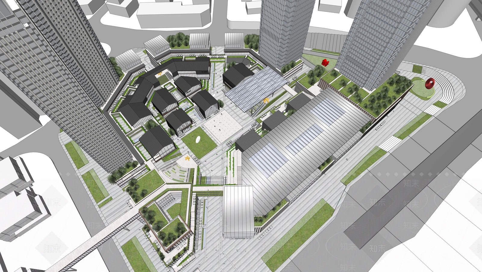 现代商场建筑SU模型下载【ID:1192127063】