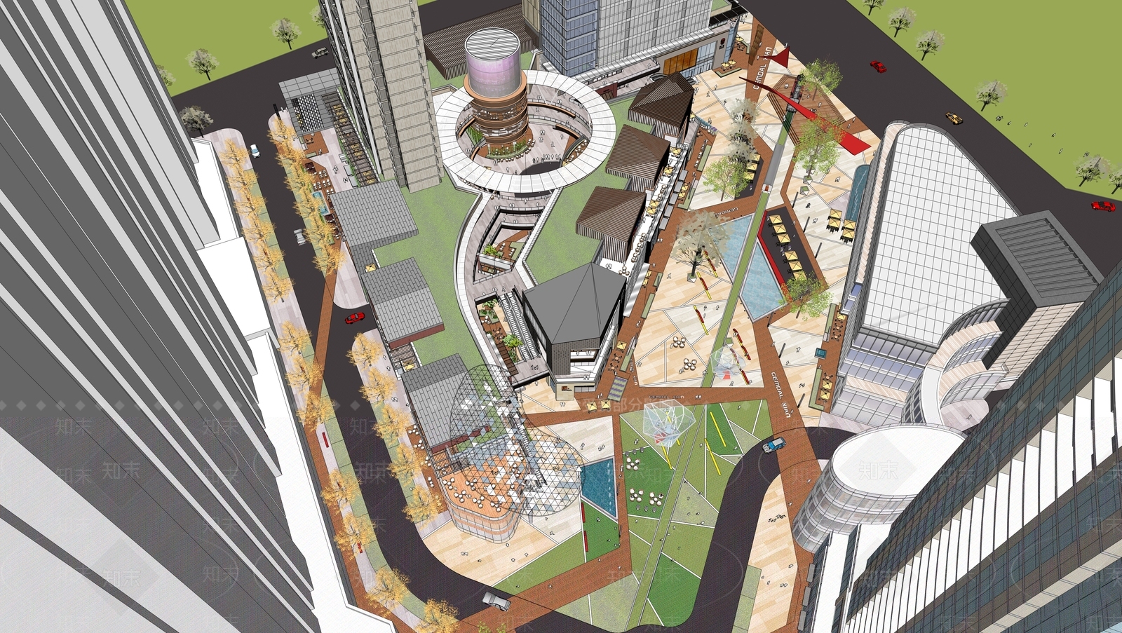 现代商场建筑SU模型下载【ID:1192127155】