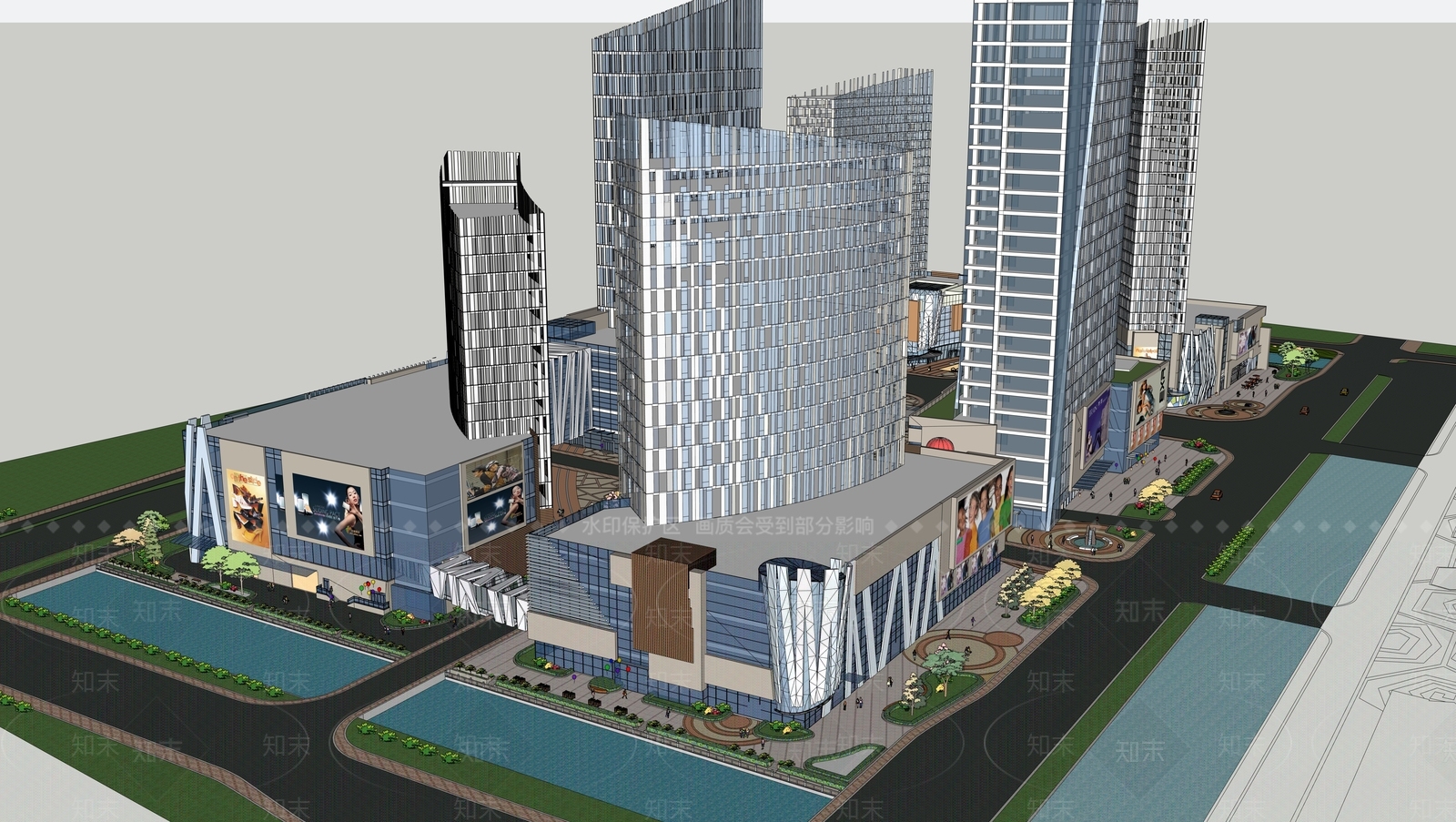 现代商场建筑SU模型下载【ID:1192127364】