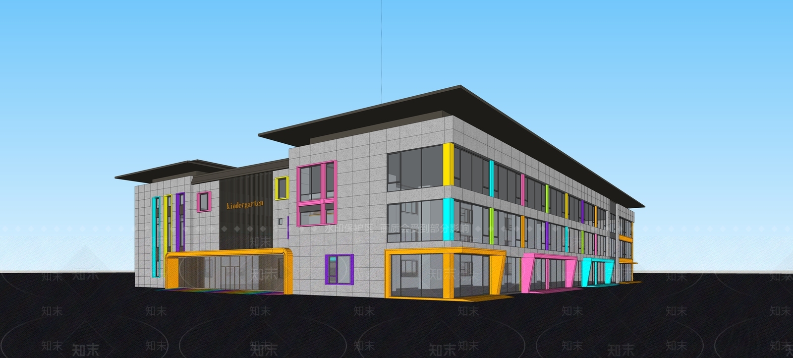现代幼儿园SU模型下载【ID:1192127357】