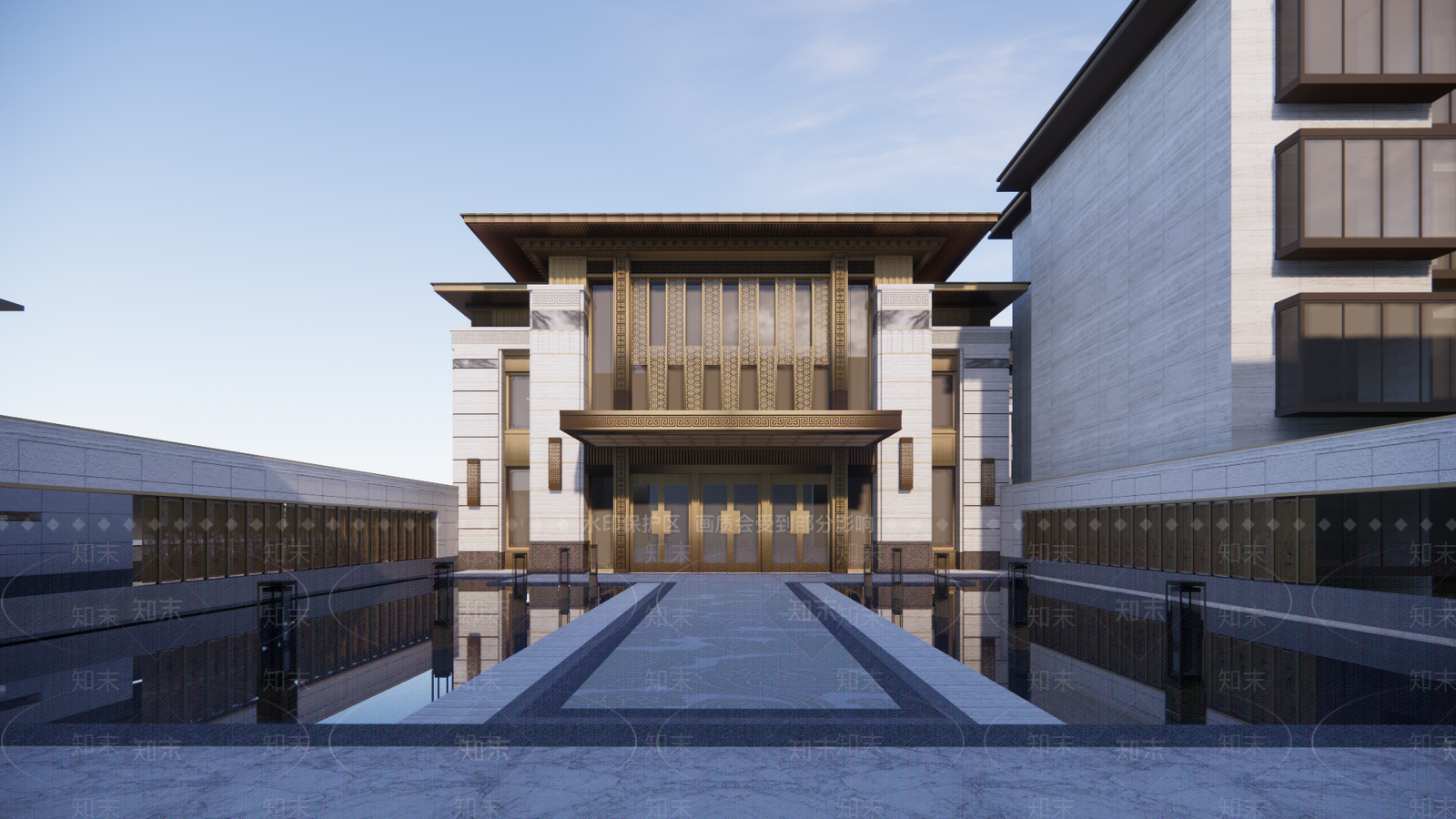 新中式售楼处建筑SU模型下载【ID:1192132414】