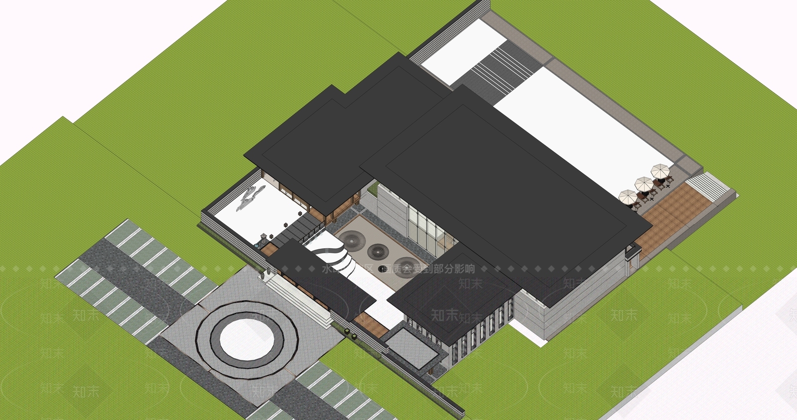 中式酒店建筑SU模型下载【ID:1192132765】