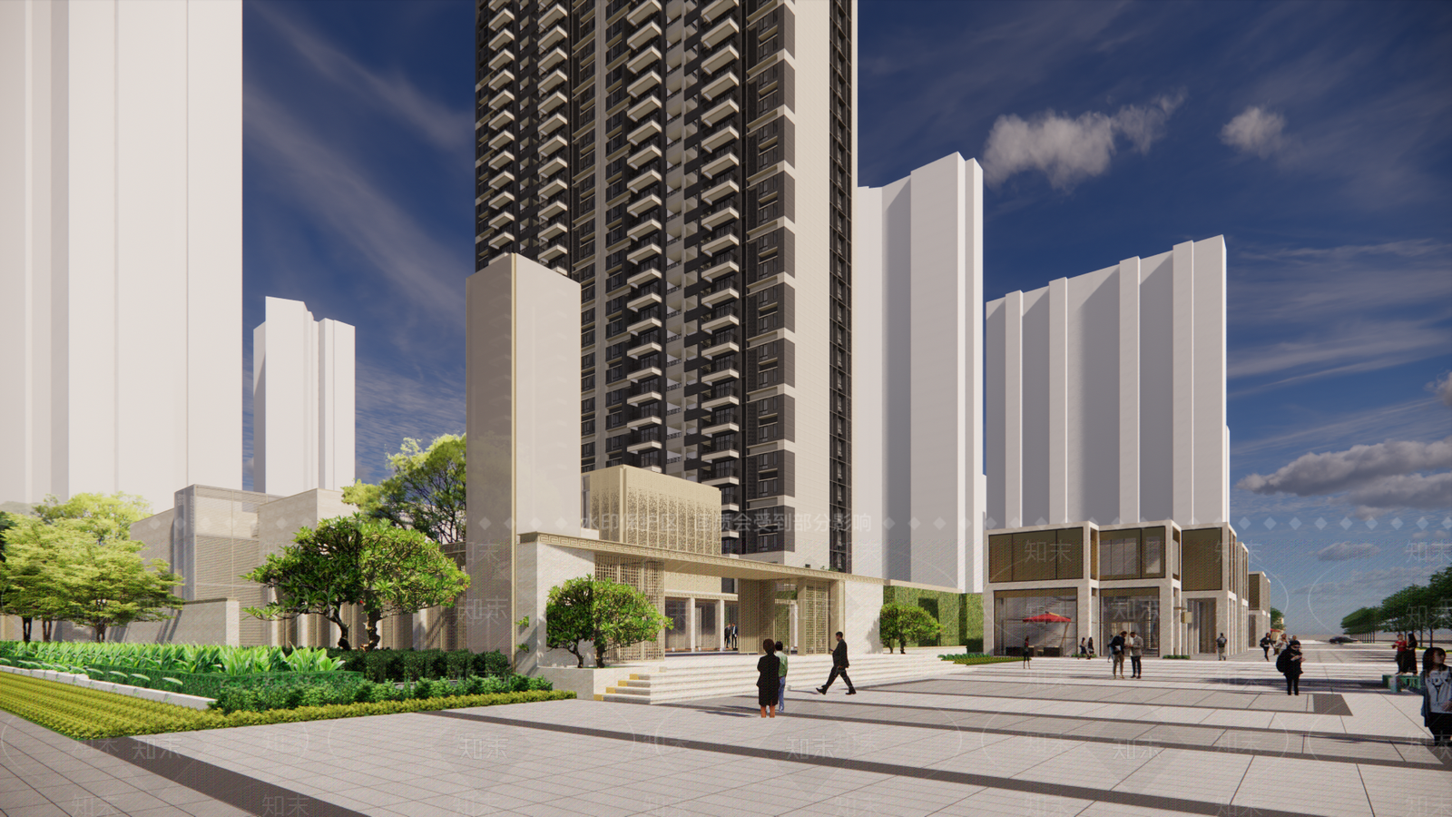 现代小区建筑SU模型下载【ID:1192133097】