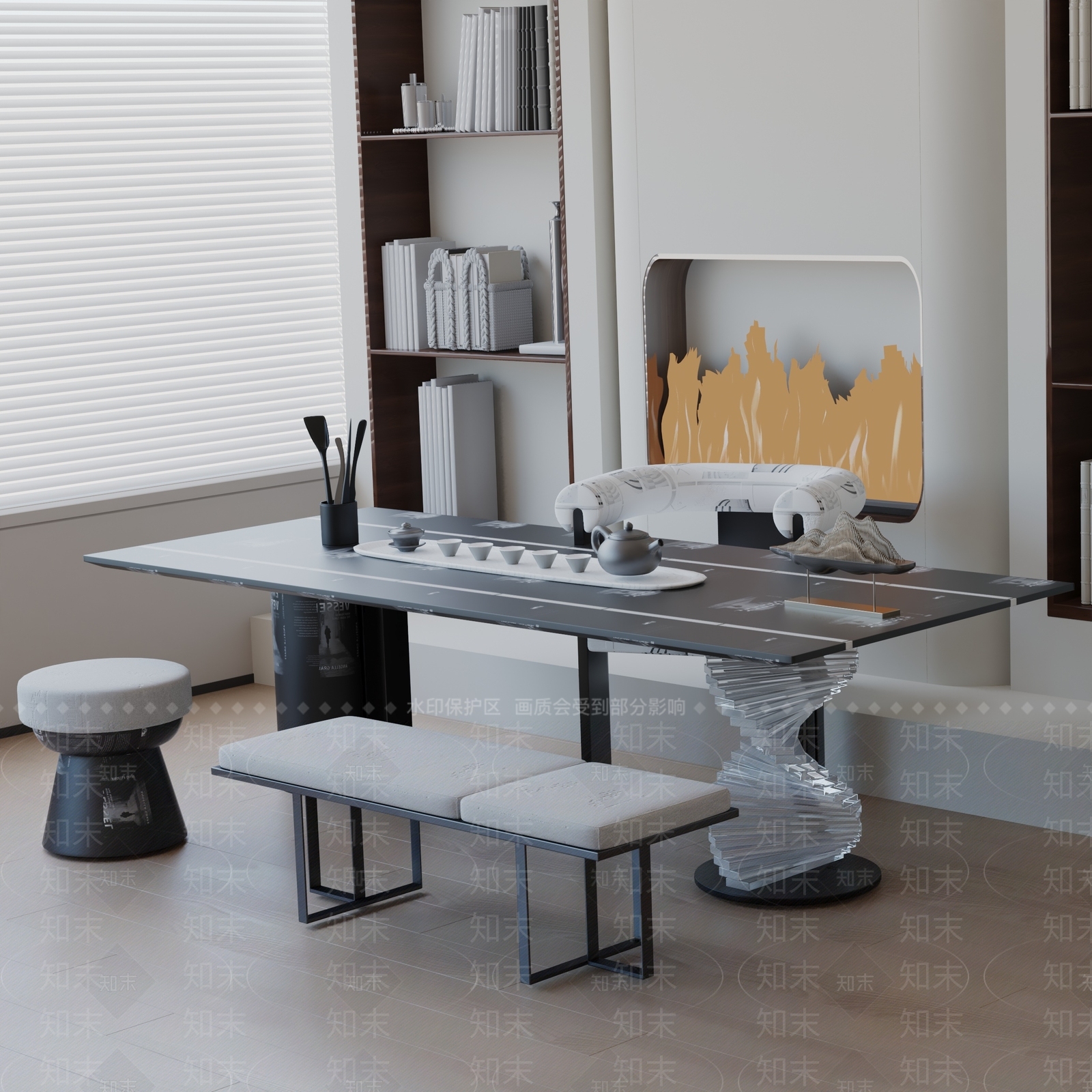 现代茶室3D模型下载【ID:1192134377】
